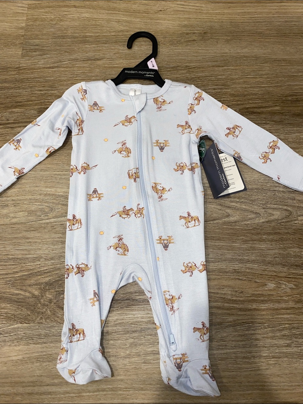 Modern Moments Light Blue Cowboy Print Footie